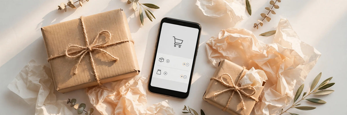 Free shipping parcel with smartphone showing online shopping cart - Creator Studio Store